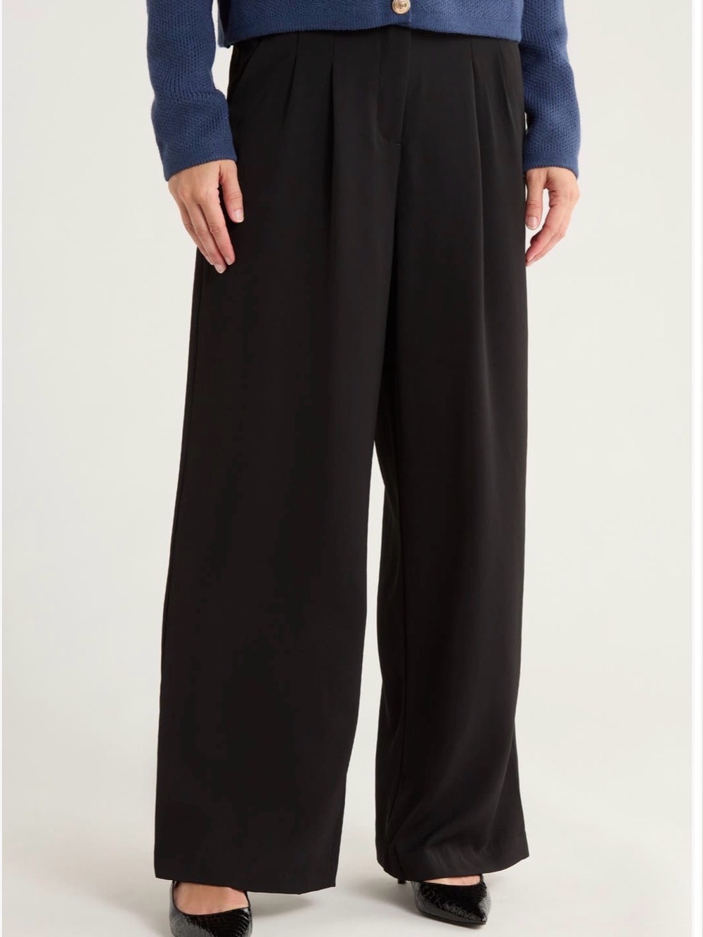 French Connection Black Wide-Leg Dress Pants